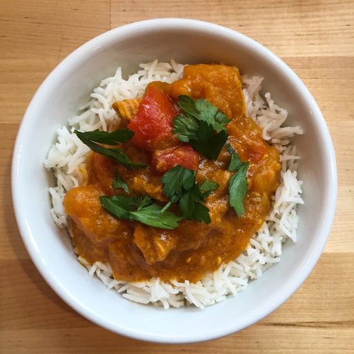 Spicy Pumpkin Curry with Chicken and Rice